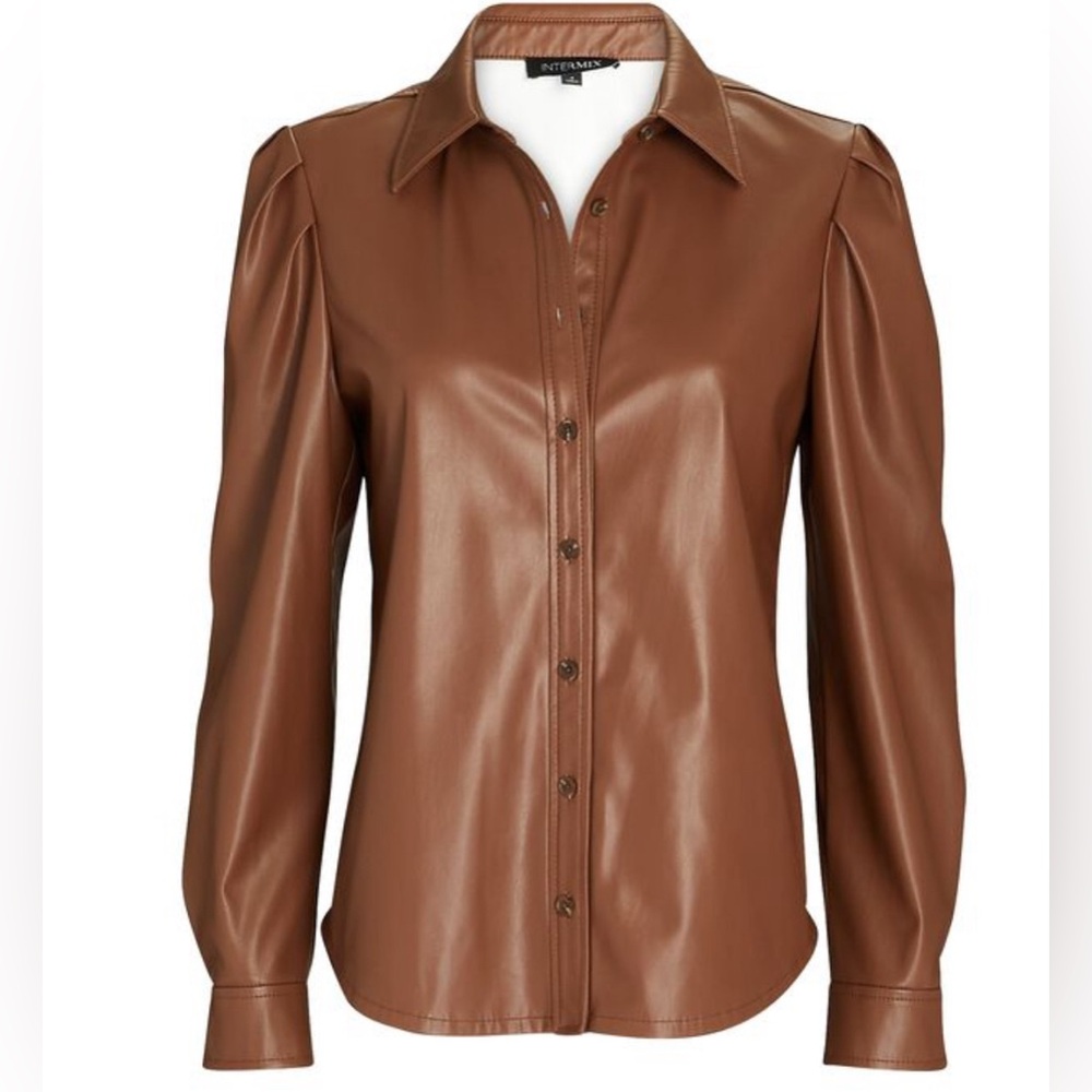 INTERMIX
Georgia Vegan Leather Button-Down Top size 2
